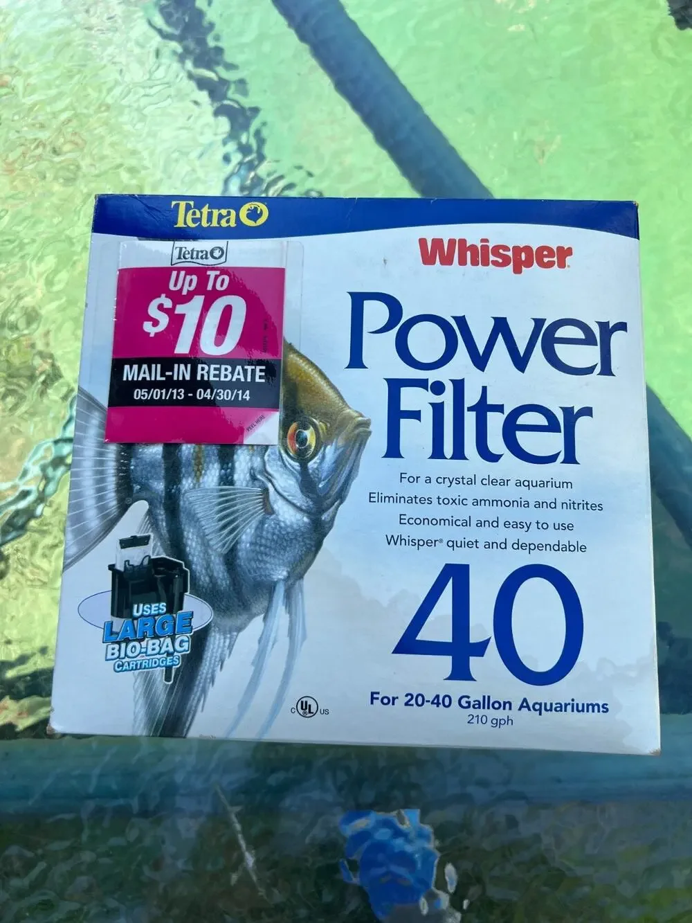 Tetra Whisper Quiet Power Filter 40 Gallon Aquariums 210 GPH HOB Hang On USA